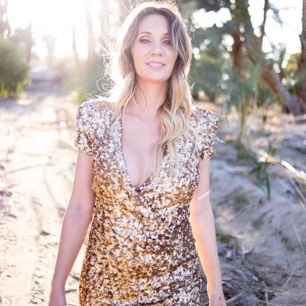 French Connection Gold Sequin “SAMANTHA” Cocktail Dress